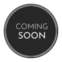 a dark gray circle with the words coming soon written on it in white text