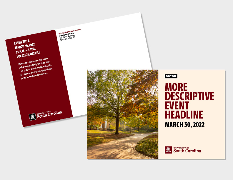 Sample postcard template with photo and headline only.