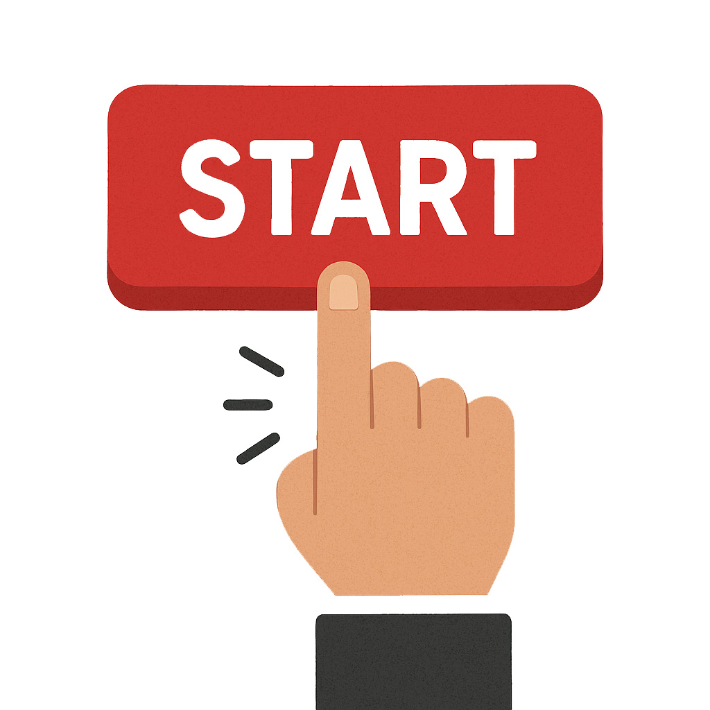 Finger pushing a start button