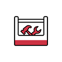 icon of toolbox with tools 