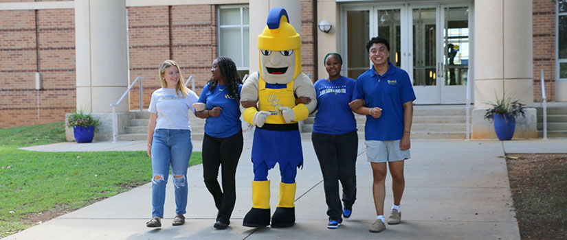 Students talking between classes