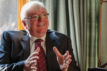 President Michael Amiridis talking in an interview.