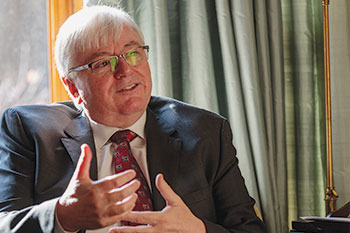 President Michael Amiridis talking in an interview.