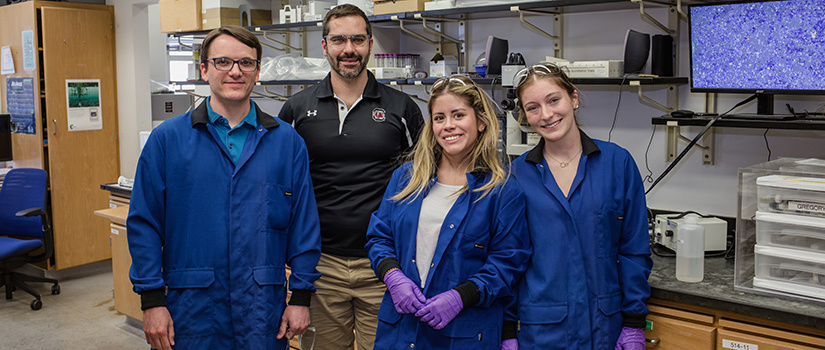 Students working in a lab.