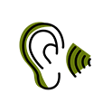graphic of ear with lines indicating sound