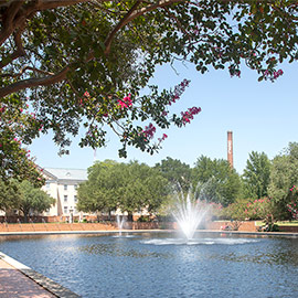 The fountain outside Thomas Cooper Library